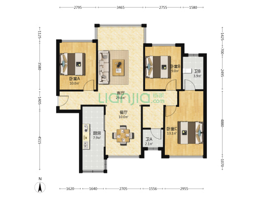 蓝光·雍锦湾 3室2厅2卫 109平方
