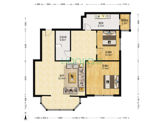 名门花园 2室1厅1卫 123平方