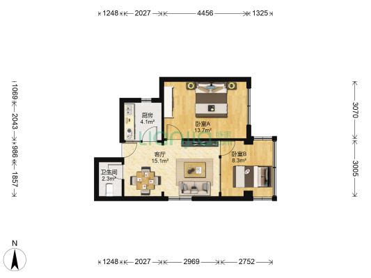 盛世广场 2室1厅1卫 60平方