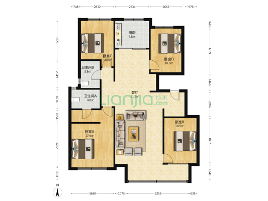 融创御湖宸院 4室1厅2卫 148平方
