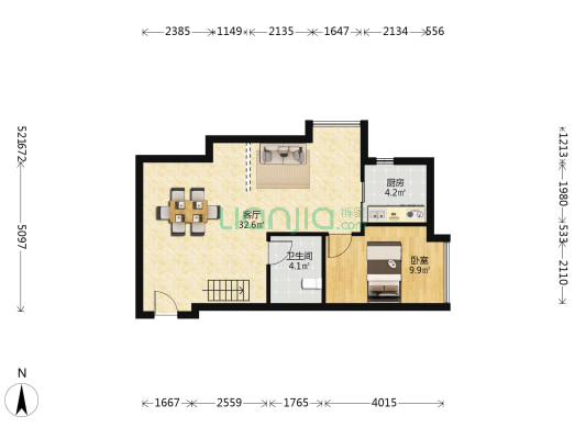 新华悦都 1室1厅1卫 74平方