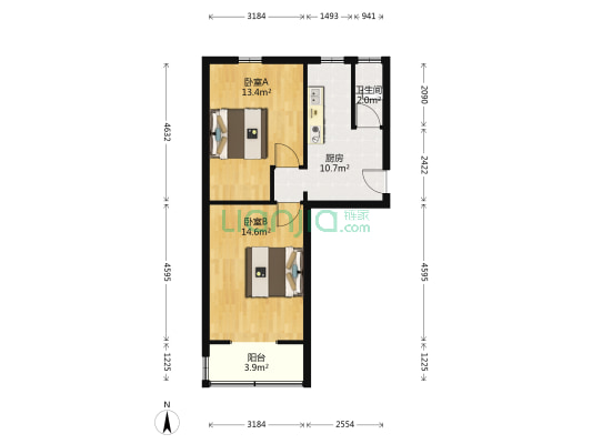 供电楼社区 2室0厅1卫 55平方