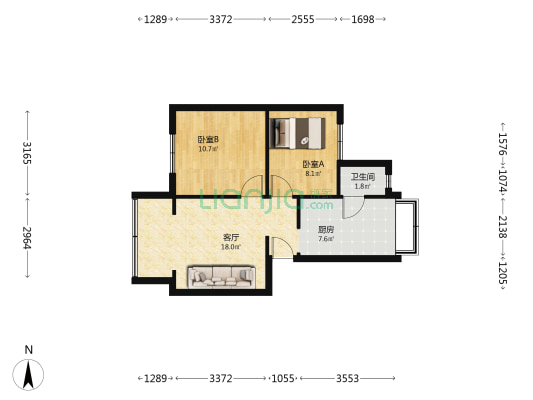 教场东路168号 2室1厅1卫 51平方