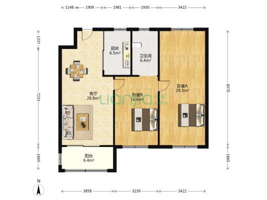 提署樾公馆 2室1厅1卫 120平方