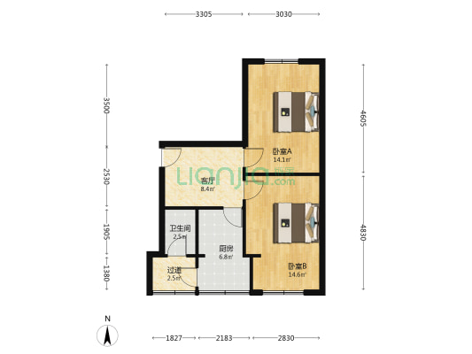 蓓蕾东巷5号 2室1厅1卫 56平方