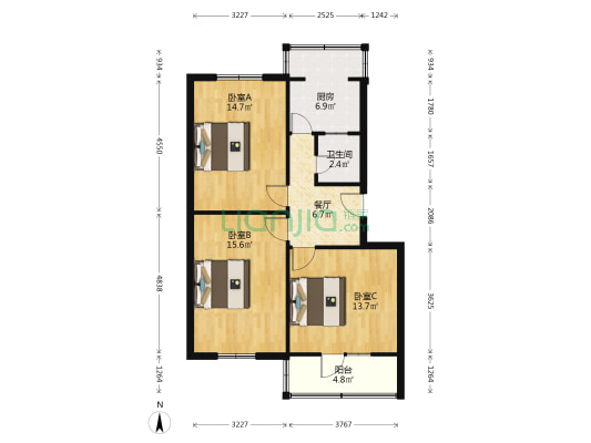 医科大学西校家属院 3室1厅1卫 77平方