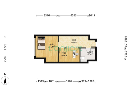 南苏州中央鼎寓 2室0厅1卫 60平方