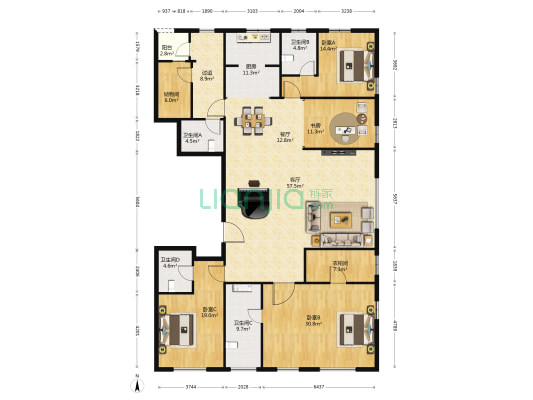紫楹台 4室2厅4卫 260平方