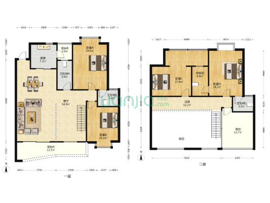 阳光左岸 4室1厅3卫 183平方