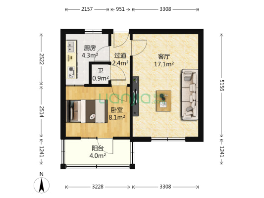 南河新村小区 1室1厅1卫 45平方