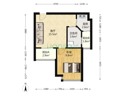 朝花曦拾 1室1厅1卫 48平方