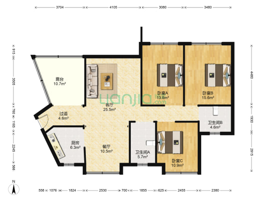 圣大瓏庭 3室2厅2卫 119平方
