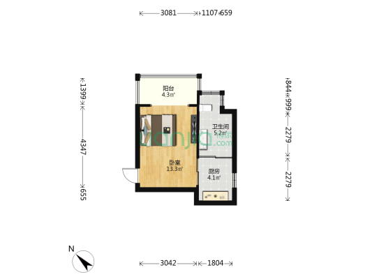 鹿皇温馨花园 1室0厅1卫 36平方