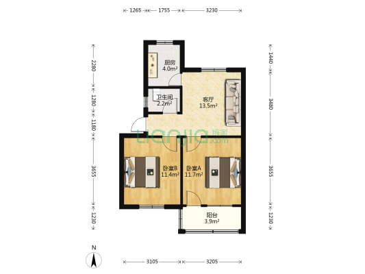 荷花小区 2室1厅1卫 58平方