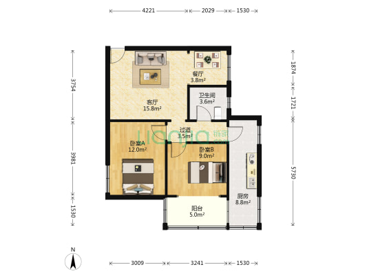 江城路320号 2室2厅1卫 67平方