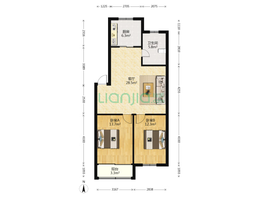 169合兴大院 2室1厅1卫 90平方
