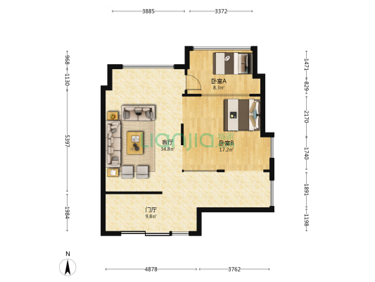 金城湾广场 2室1厅0卫 105平方