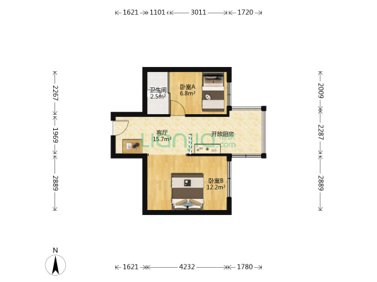 维也纳河畔新城 2室1厅1卫 49平方