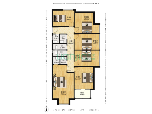 北岸琴森 6室0厅6卫 139平方