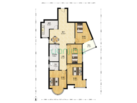 金盾未来花园 4室1厅2卫 146平方