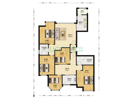 锦阳嘉苑 5室2厅2卫 169平方