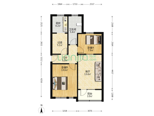 纬四路11号院 2室1厅1卫 67平方