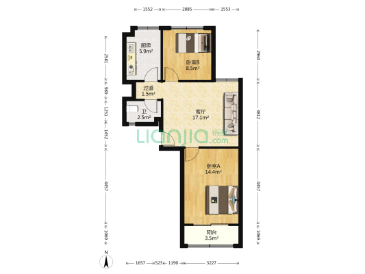 金都北苑南区 2室1厅1卫 86平方