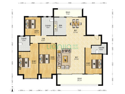 兴铁湘府和园 4室2厅3卫 217平方