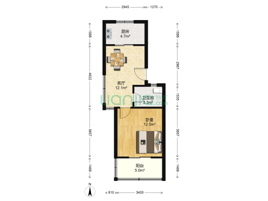 聚金家园 1室1厅1卫 48平方