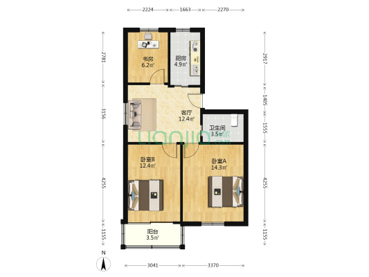 水亭址 3室1厅1卫 70平方