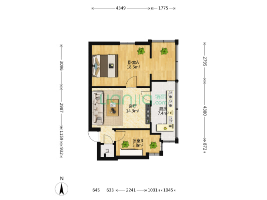 文庙西巷2号 2室1厅1卫 39平方