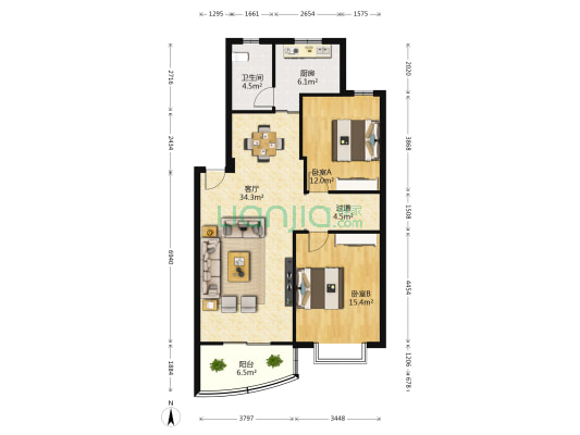 杨家厂小区 2室1厅1卫 96平方