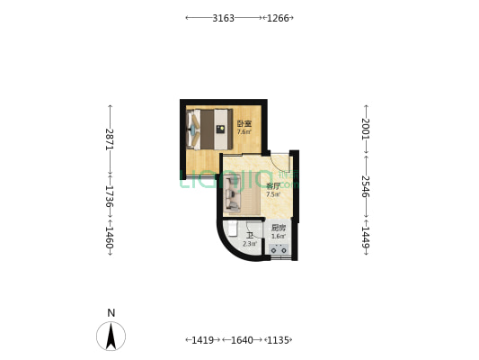 国际大厦 1室1厅1卫 31平方