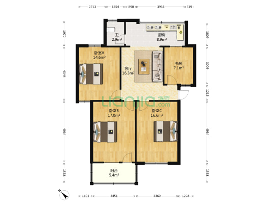 明塘路15号 4室1厅1卫 104平方