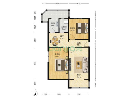 工商银行城办家属院 2室2厅1卫 89平方
