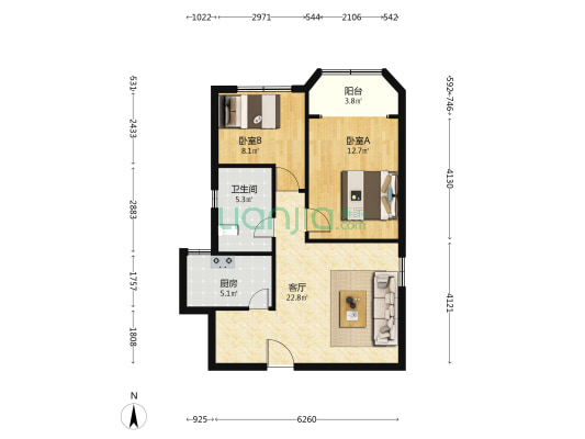 海宏大厦 2室1厅1卫 84平方