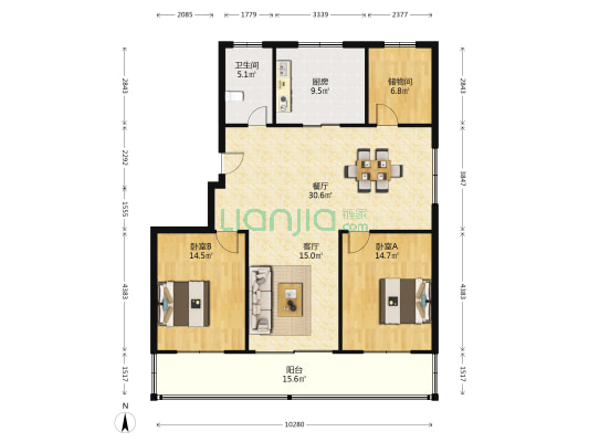 车站弄 2室2厅1卫 134平方