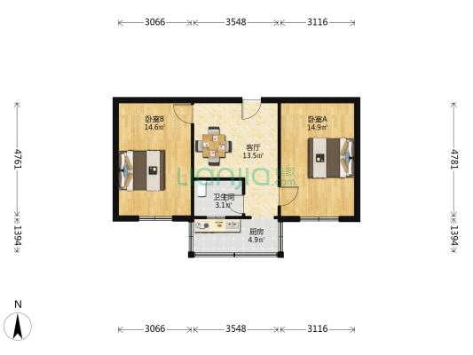 胜西小区 2室1厅1卫 60平方