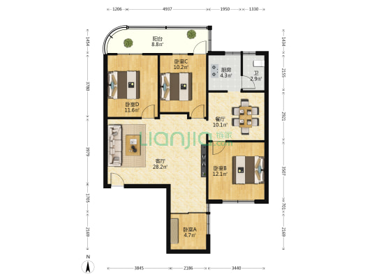 广西电网公司南院生活区 4室2厅1卫 110平方