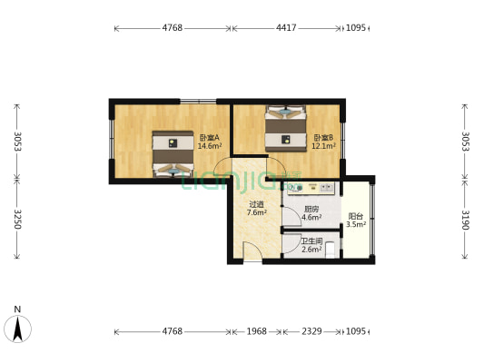 佳园东里（西区） 2室0厅1卫 55平方