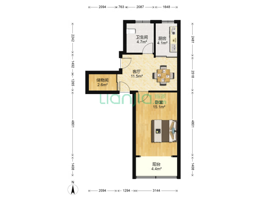 江阴巷 1室1厅1卫 51平方