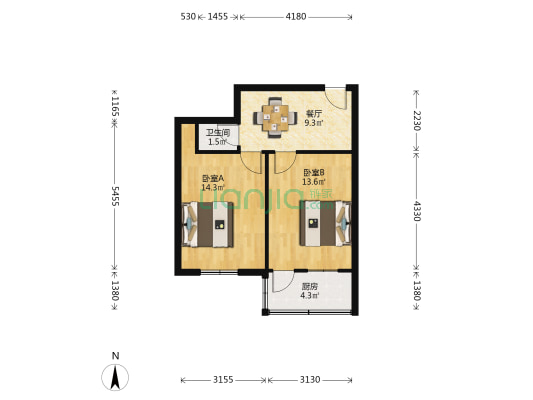 青年路73号 2室1厅1卫 51平方