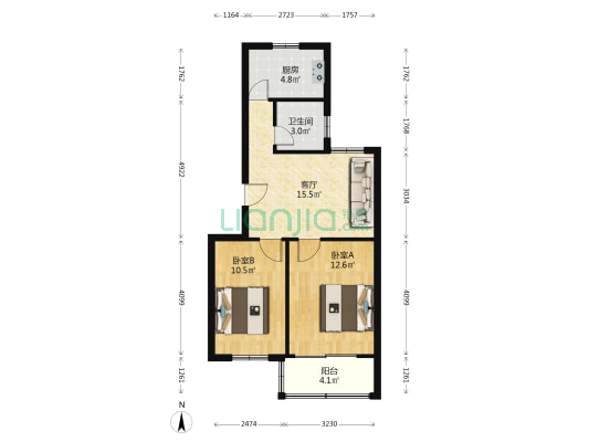 中铁电器小区 2室1厅1卫 64平方