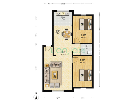 吉热新安四区 2室2厅1卫 84平方