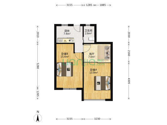 信安新村 2室1厅1卫 63平方