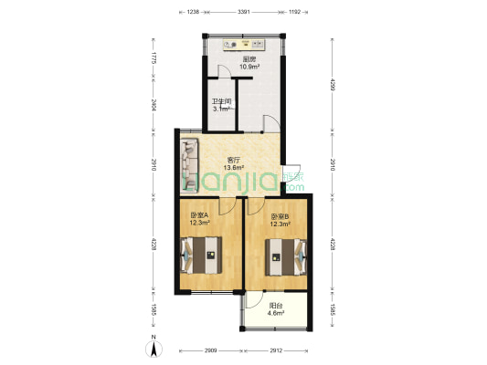 祥和小区西区 2室1厅1卫 61平方