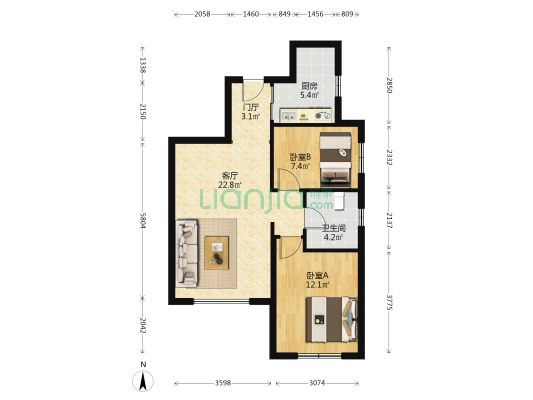 荣诚园 2室1厅1卫 79平方
