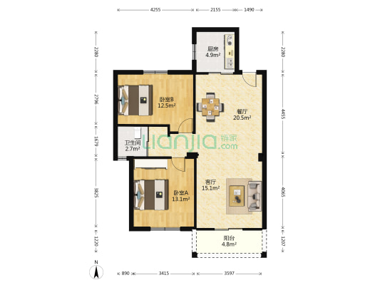 致成雅阁 2室2厅1卫 91平方