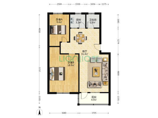 医药公司家属院 2室1厅1卫 85平方