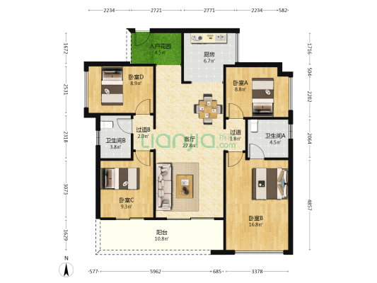 融基齐家湖壹号 4室1厅2卫 126平方